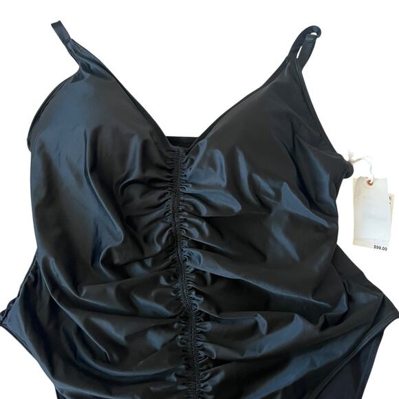 GOOD AMERICAN Always Ruched One Piece Black Classic Swimsuit Size 3XL - Picture 4 of 9